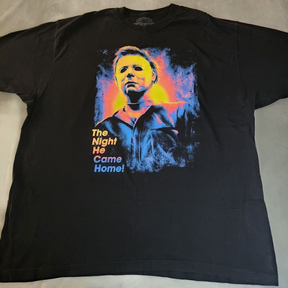 John Carpenter's Halloween Black Tee With Colorful Graphic of Michael Myers 3XL